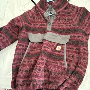 Carhartt Sherpa Pullover Hoodie in Berry Pattern